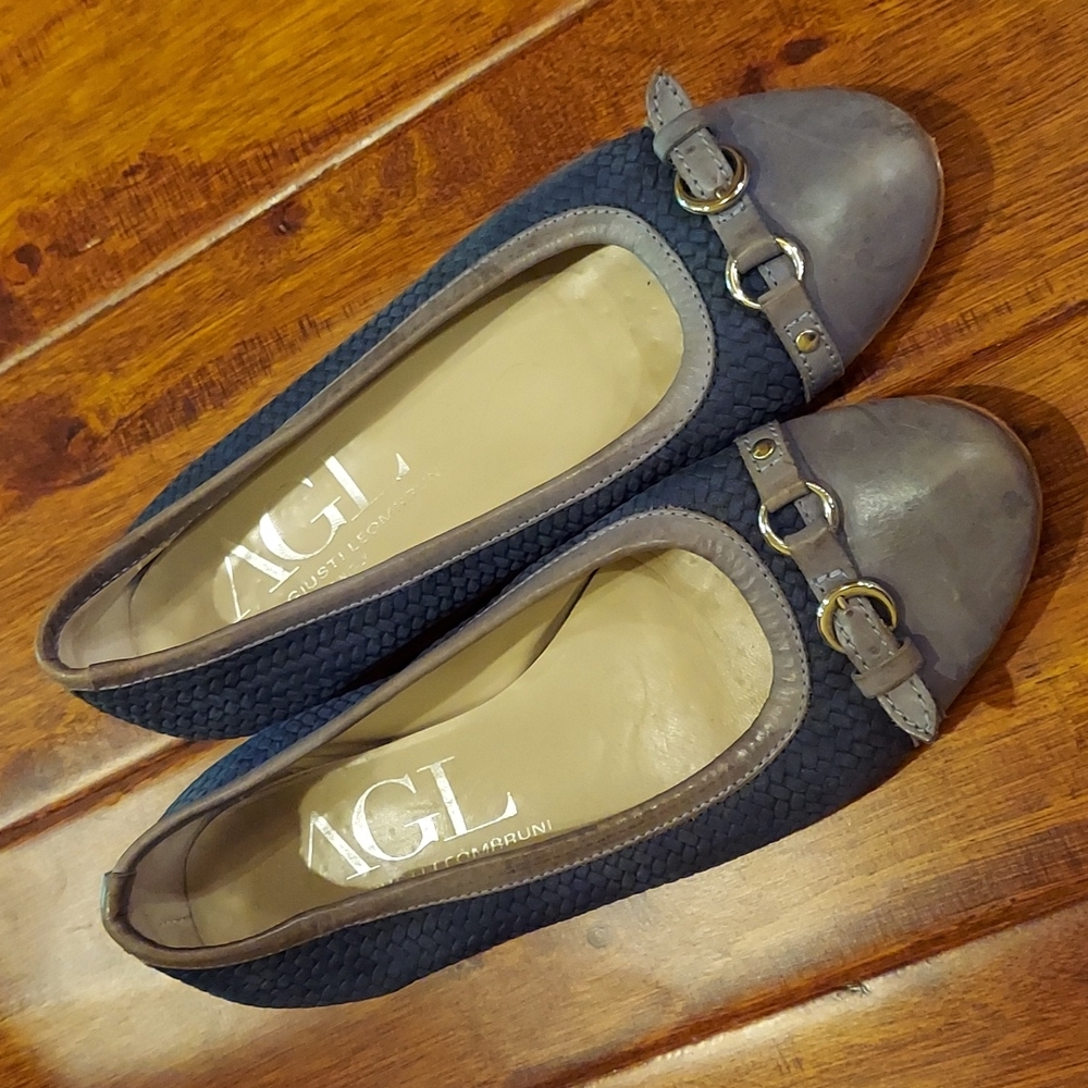 AGL Blue Leather Flats, EU 36.5